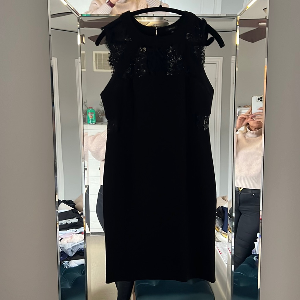 Black Rw&Co Cocktail Dress Size 12 With Lace Motif